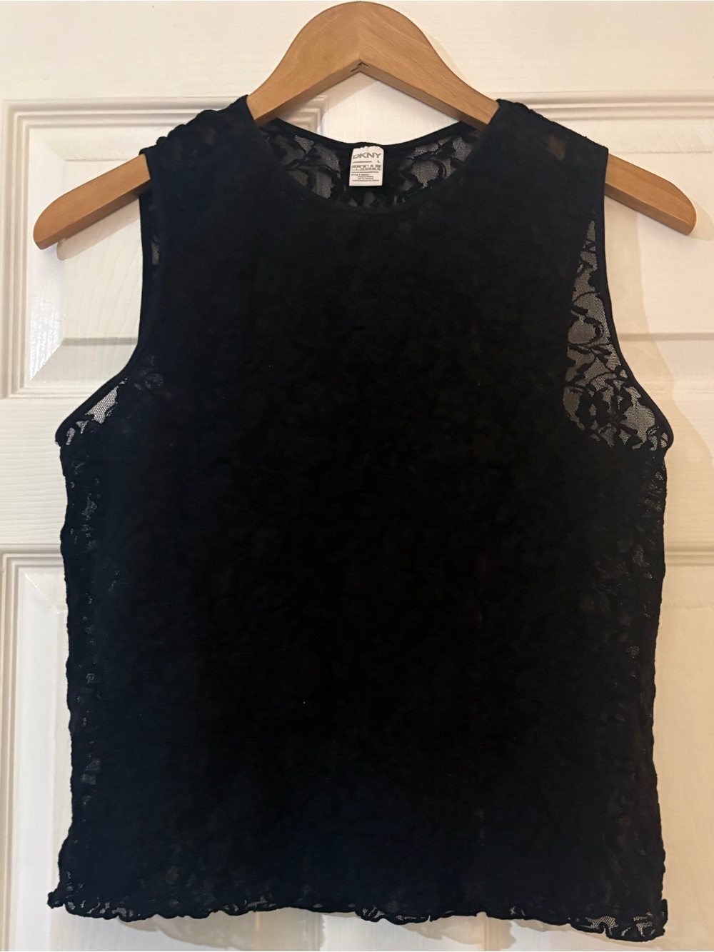 DKNY Black Lace Sleeveless Tank Top